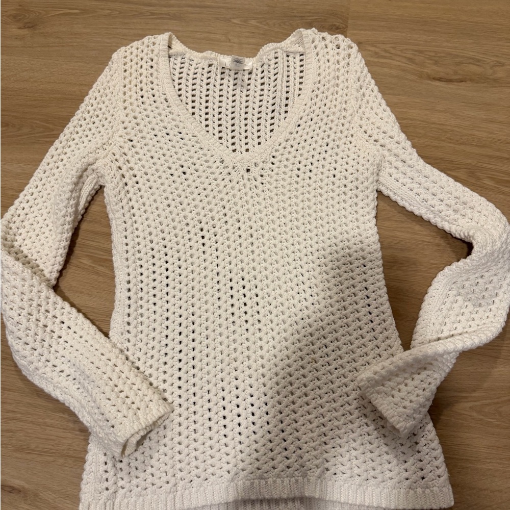 LOFT Cream V-Neck Sweater